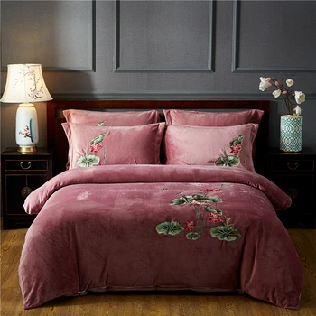 Chinese Style Warm Cosy Velvet Flannel Fleece Bedding Set Lotus Flower Embroidery Duvet Cover Bed Linen Fitted Sheet Pillowcases
Chinese Style Warm Cosy Velvet Flannel Fleece Bedding Set Lotus Flower Embroidery Duvet Cover Bed Linen Fitted Sheet Pillowcases