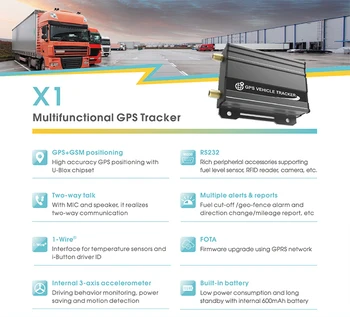 GPS+PSM Positioning Tracker Truck Bus Tracker X1 Gps Tracker with 3D Accelerometer Sensor Gps Tracking with Fuel Cut Off Alarm
GPS+PSM Positioning Tracker Truck Bus Tracker X1 Gps Tracker with 3D Accelerometer Sensor Gps Tracking with Fuel Cut Off Alarm