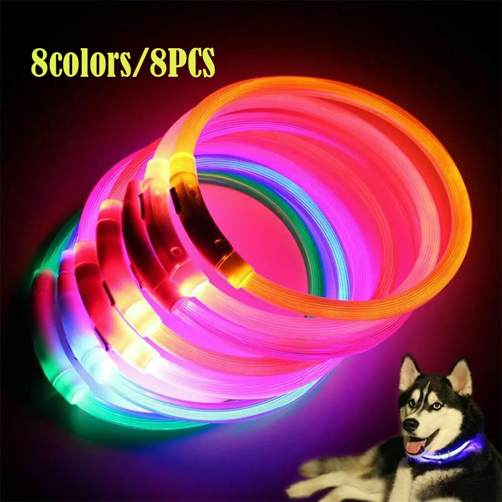 8 Colors 8Pcs/Lot LED Lighted Silicone Dog Collar USB Charge Adjustable Cuttable Neck Ring Safety Night Glowing Waterproof
8 Colors 8Pcs/Lot LED Lighted Silicone Dog Collar USB Charge Adjustable Cuttable Neck Ring Safety Night Glowing Waterproof