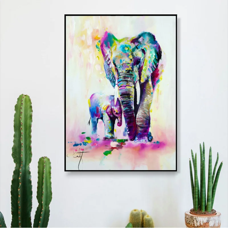 Modern Abstract Oil Painting Colorful Elephants Canvas Painting Animal Poster Wall Pictures for Living Room Cuadros Home Decor
Modern Abstract Oil Painting Colorful Elephants Canvas Painting Animal Poster Wall Pictures for Living Room Cuadros Home Decor