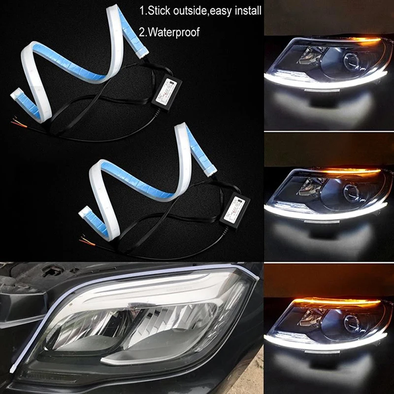 2Pcs Soft Car Auto Sequential Flow Strip 60cm LED Flexible DRL Headlight Turn Signal Switchback Light Lamp
2Pcs Soft Car Auto Sequential Flow Strip 60cm LED Flexible DRL Headlight Turn Signal Switchback Light Lamp