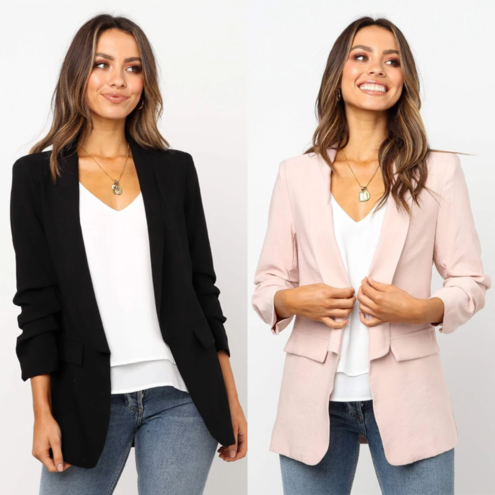 Blazers women elegant 2 color outerwear pocket office casual fashion jacket
Blazers women elegant 2 color outerwear pocket office casual fashion jacket