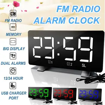 FM Radio Digital Alarm Clock LED Mirror Clock Multifunction Snooze Display Time Night LCD Light Table Desktop USB Cable
FM Radio Digital Alarm Clock LED Mirror Clock Multifunction Snooze Display Time Night LCD Light Table Desktop USB Cable