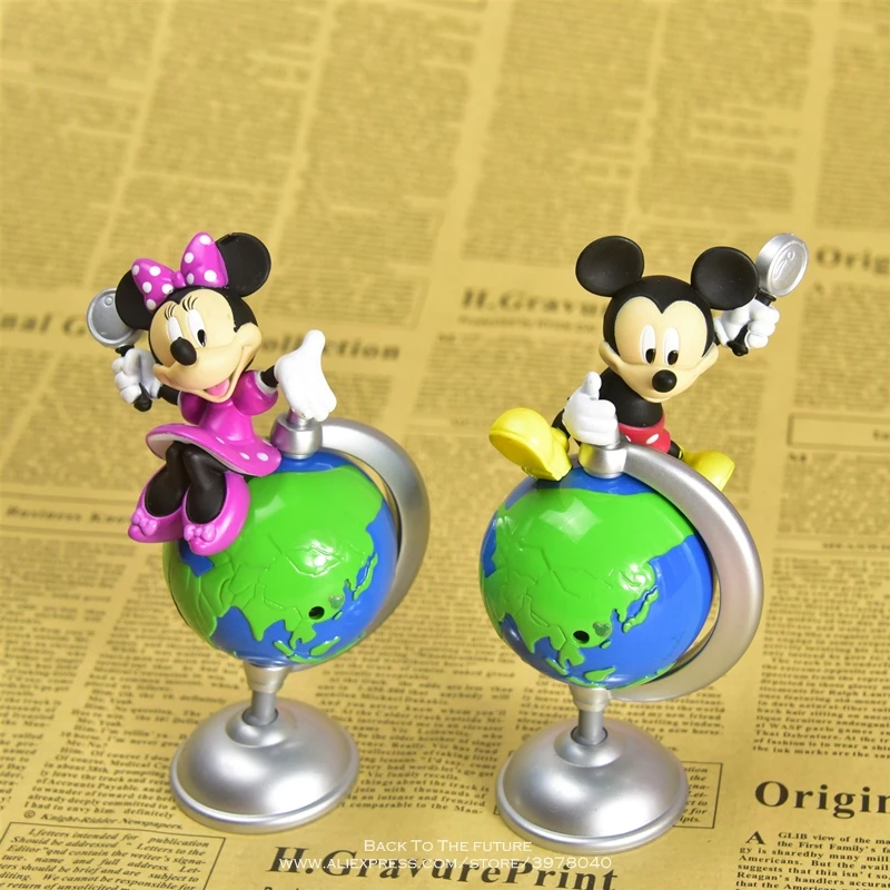 Disney Mickey Mouse Minnie tellurion 12cm mini Action Figure Anime Decoration Collection Figurine Toy model for children gift