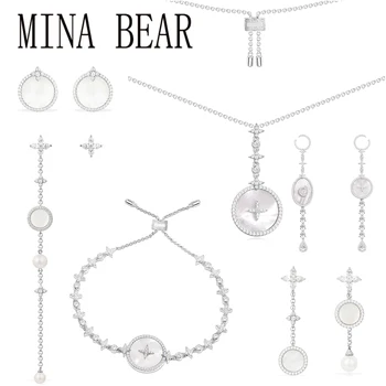 MINA BEAR New 1: 1 High Quality925 Sterling Silver Natural Mother Shell with Pearl Collection European Women Fashion Accessories
MINA BEAR New 1: 1 High Quality925 Sterling Silver Natural Mother Shell with Pearl Collection European Women Fashion Accessories