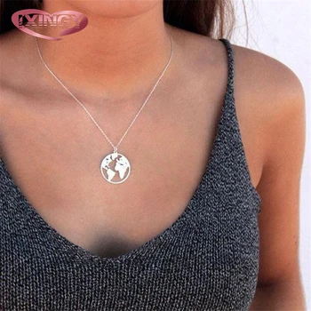 Simple earth map Pendant Necklace for Women 925 Sterling Silver Chain Necklace Gold Silver color Female Jewelry Gift
Simple earth map Pendant Necklace for Women 925 Sterling Silver Chain Necklace Gold Silver color Female Jewelry Gift