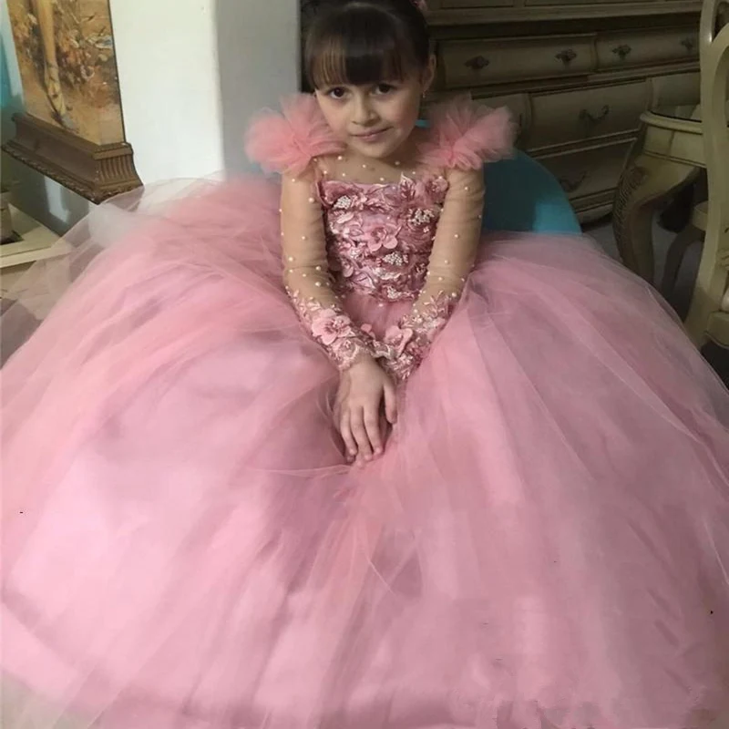 New Flower Girl Dresses Lace Applique Long Sleeve Tulle Pageant Evening Gowns Birthday Ball Gown First Holy Communion Dresses
New Flower Girl Dresses Lace Applique Long Sleeve Tulle Pageant Evening Gowns Birthday Ball Gown First Holy Communion Dresses