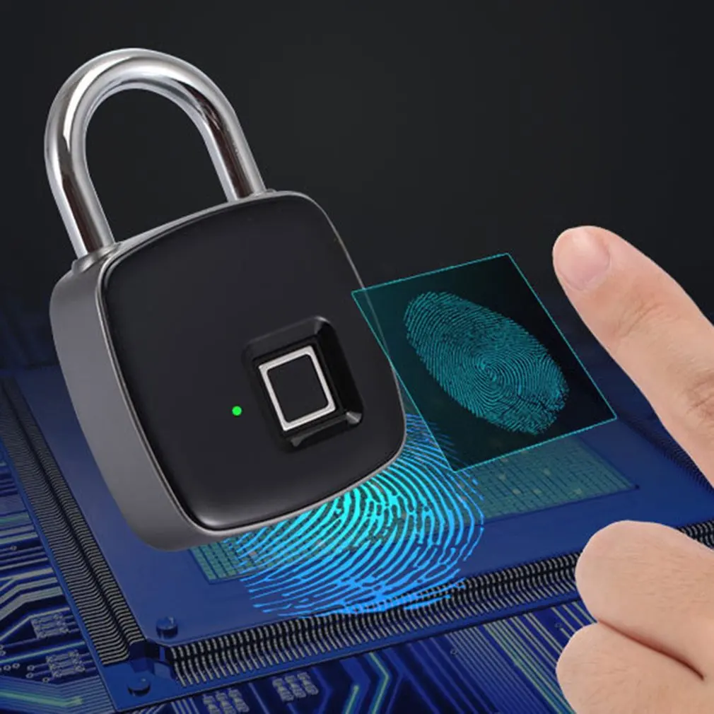 

Stainless Steel Fingerprint Padlock Smart Lock Security Door Lock Outdoor Door Padlock Luggage Lock Fingerprint Lock dropshiping