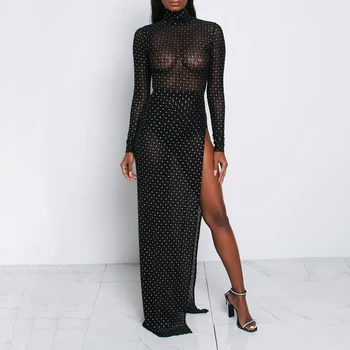Bikitique Diamond Penetration Sexy Dress High Neck Long Sleeve Tight Package Hip Split Party Dress Women Nightclub Dress Vestido
Bikitique Diamond Penetration Sexy Dress High Neck Long Sleeve Tight Package Hip Split Party Dress Women Nightclub Dress Vestido
