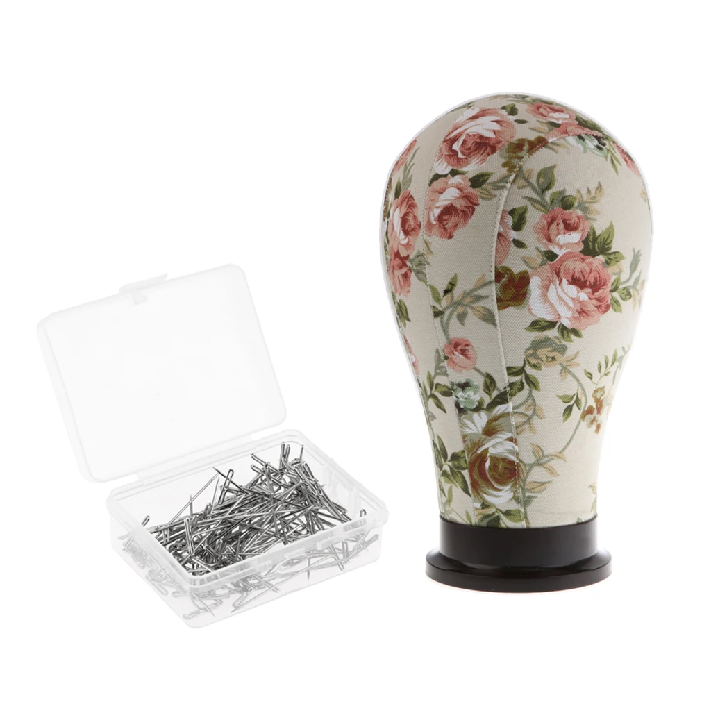 22'' Flower Canvas Mannequin Head 100pcs 35mm T-pins For Wigs Making Hats 22'' Flower Canvas Mannequin Head 100pcs 35mm T-pins For Wigs Making Hats