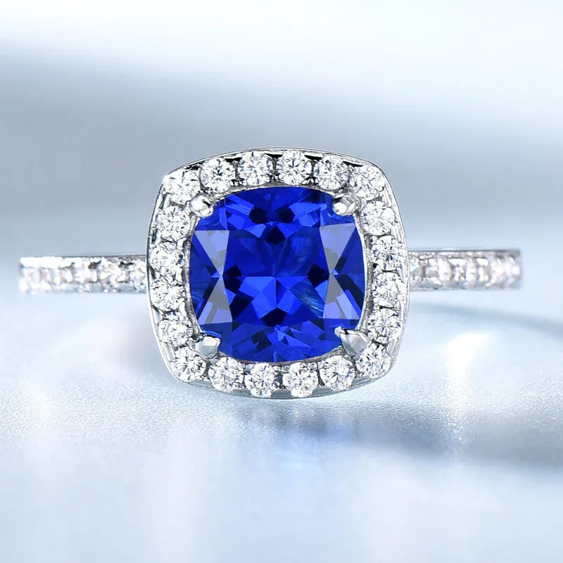 Поставка S925 стерлингового серебра синий сапфир кольцо Материал ювелирные