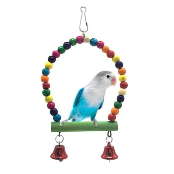 Natural wooden parrot swing toy bird perched in swing cage with colorful beads bell toy bird supplies
Natural wooden parrot swing toy bird perched in swing cage with colorful beads bell toy bird supplies