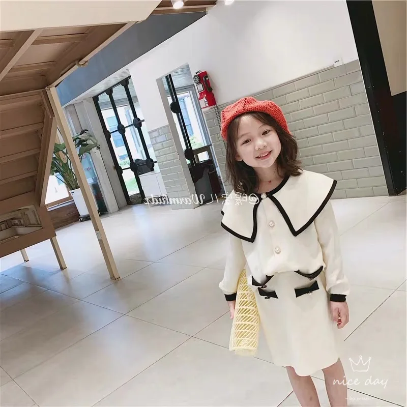 2019 Autumn And Winter Children College Style Ruffled Collar Cardigan Sweater Skirt Self-Two-Piece Set
2019 Autumn And Winter Children College Style Ruffled Collar Cardigan Sweater Skirt Self-Two-Piece Set