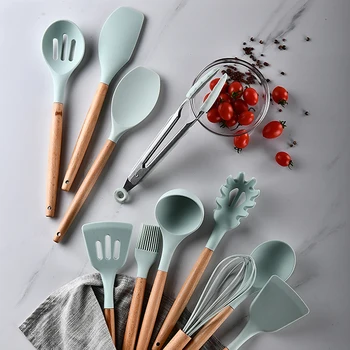 11pcs Silicone Cooking Utensils Set Kitchenware with Wooden Handle Non-stick Insulation Design Cooking Spoon Shovel Tool Gifts
11pcs Silicone Cooking Utensils Set Kitchenware with Wooden Handle Non-stick Insulation Design Cooking Spoon Shovel Tool Gifts