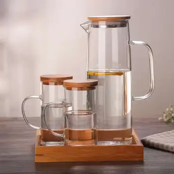 1300ml Flower Teapot Set Cold Water Bottle Glass Teapot Glass Cooler Set Glass Pot with Bamboo Cover Set
1300ml Flower Teapot Set Cold Water Bottle Glass Teapot Glass Cooler Set Glass Pot with Bamboo Cover Set