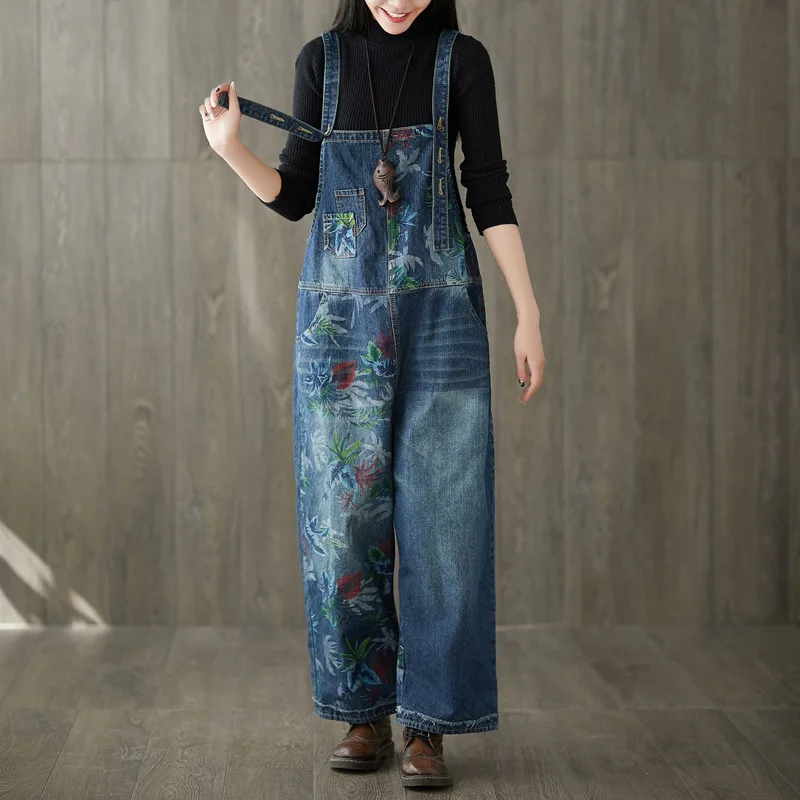 Women Vintage Patchwork Floral Print Jeans Jumpsuit Spring Ladies Casual Loose Washed Adjustable Strap Wide Leg Denim Overalls
Women Vintage Patchwork Floral Print Jeans Jumpsuit Spring Ladies Casual Loose Washed Adjustable Strap Wide Leg Denim Overalls