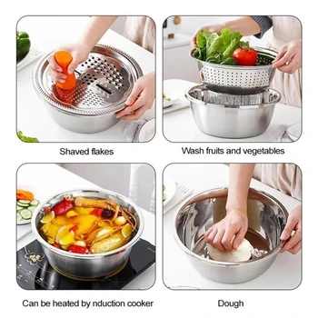 Stainless Steel Basin Sink Kitchen Multifunctional Colander Fine Mesh Basket Vegetable Washing Bowl 3PCS Set Drop shipping
Stainless Steel Basin Sink Kitchen Multifunctional Colander Fine Mesh Basket Vegetable Washing Bowl 3PCS Set Drop shipping