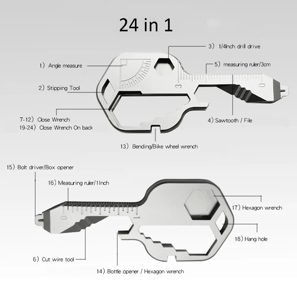 Hot 24-in-1 Multi-function Portable Keychain Key Tool Versatile Outdoor Mini Tool Screwdriver Bottle Opener Camping Home Repair
Hot 24-in-1 Multi-function Portable Keychain Key Tool Versatile Outdoor Mini Tool Screwdriver Bottle Opener Camping Home Repair