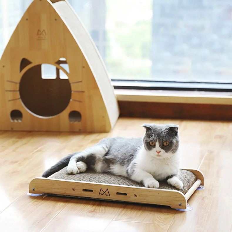 

Corrugated Cat Scratch Board Solid Wood Vertical Claw Grinding Board Anti-scratch Cat Toy For Sofa Cat Supplies Pet Supplies