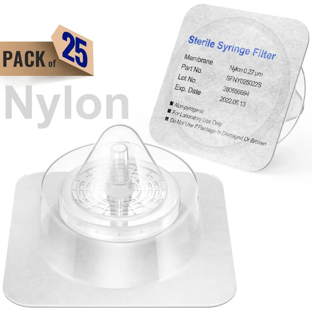 Sterile Syringe Filters,Nylon Membrane 0.22μm Pore Size,25mm Diameter,25 Pcs Individually Packed by Ks-Tek
Sterile Syringe Filters,Nylon Membrane 0.22μm Pore Size,25mm Diameter,25 Pcs Individually Packed by Ks-Tek