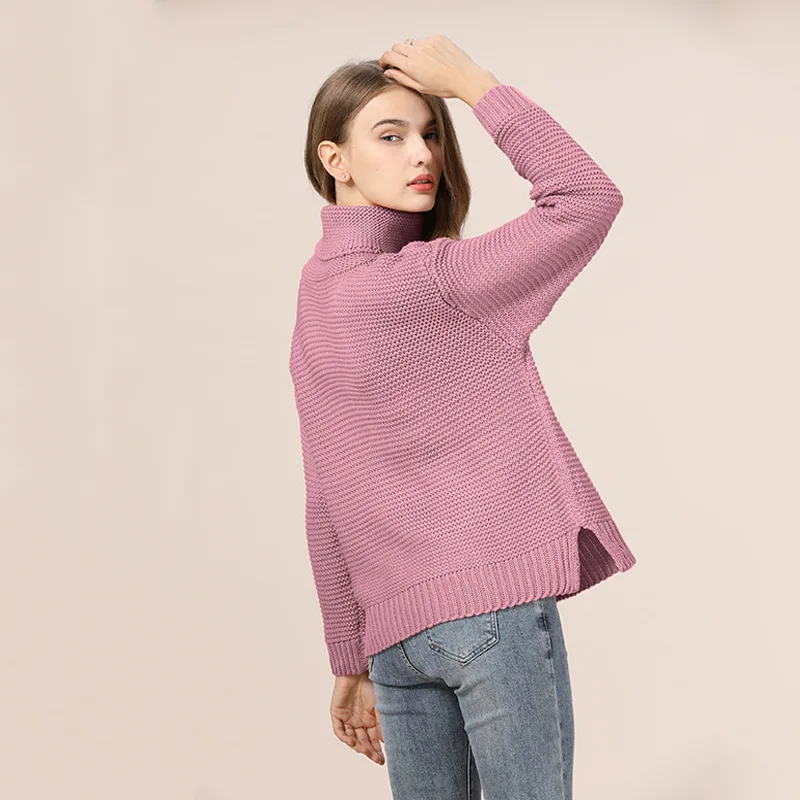 New Turtleneck Sweater Long Sleeve Women Autumn Winter Knitted Sweaters Pullover Jumper Basic Style Casual Solid Tops | Женская одежда