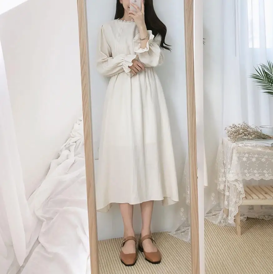 2019 autumn new Korean small fresh super fairy forest literary retro dress elegant French long dress r1758
2019 autumn new Korean small fresh super fairy forest literary retro dress elegant French long dress r1758