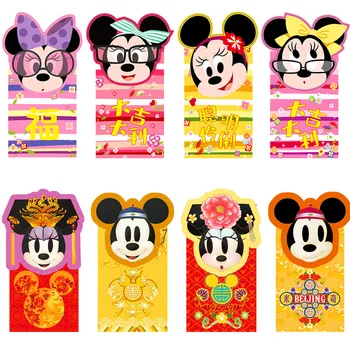 

4 Packs 12 Pcs Cartoon Eyeglass And Qing Dynasty Design Mickey Minnie 2020 Chinese Lunar New Year Red Envelope