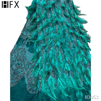 HFX Latest African French Feather Lace Fabric High Quality Embroidered Tulle Lace Fabric with Sequins For Party Dresses F3053
HFX Latest African French Feather Lace Fabric High Quality Embroidered Tulle Lace Fabric with Sequins For Party Dresses F3053