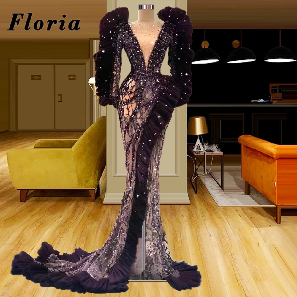 Floria Robes Dubai Longo Beading Evening Dresses Red Carpet Dress For Women Party Gowns Custom Illusion Dubai Prom Dress 2021 
Floria Robes Dubai Longo Beading Evening Dresses Red Carpet Dress For Women Party Gowns Custom Illusion Dubai Prom Dress 2021