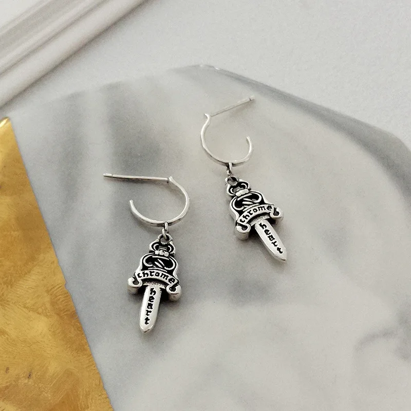 925 sterling silver earrings retro personality geometric pendant drop earrings letters trend men women girl silver ear jewelry
925 sterling silver earrings retro personality geometric pendant drop earrings letters trend men women girl silver ear jewelry