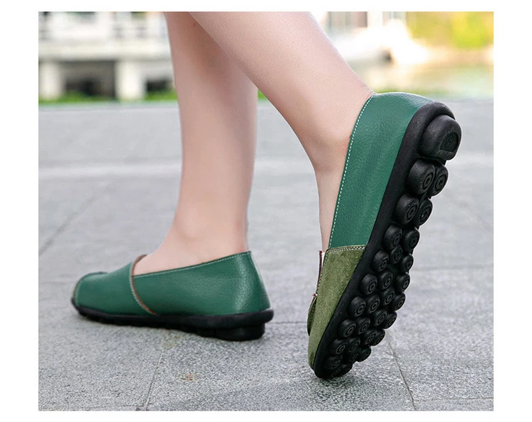 AH 208-2020 New Spring Autumn Women's Flat Shoes Comfortable Nurse Loafers Geunie Leather Mother Walking Shoe-9