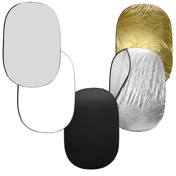90*120CM 5-in-1 Photo Studio Collapsible Oval Light Reflector Carrying Case Translucent Silver Gold White and Black Surface 
90*120CM 5-in-1 Photo Studio Collapsible Oval Light Reflector Carrying Case Translucent Silver Gold White and Black Surface