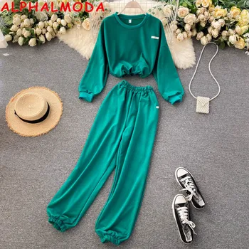 ALPHALMODA Sports Suit 2020 New Solid Color Pullover Sweatshirt All-match High Waist Pants Women Casual Two-Piece Set
ALPHALMODA Sports Suit 2020 New Solid Color Pullover Sweatshirt All-match High Waist Pants Women Casual Two-Piece Set