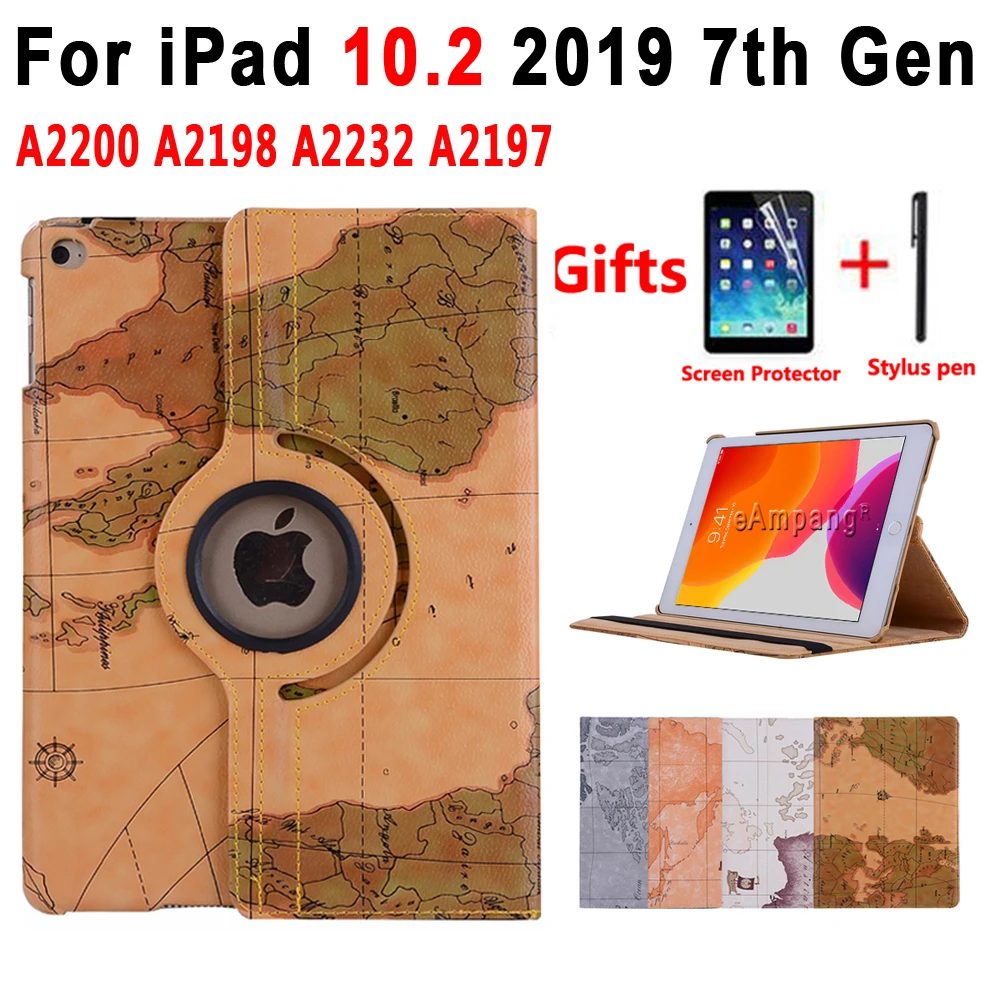 Map Rotating Case for Apple iPad 10.2 2019 7th Generation A2197 A2200 A2198 A2232 Smart Wake Sleep Cover for iPad 10.2 +Film+Pen
Map Rotating Case for Apple iPad 10.2 2019 7th Generation A2197 A2200 A2198 A2232 Smart Wake Sleep Cover for iPad 10.2 +Film+Pen