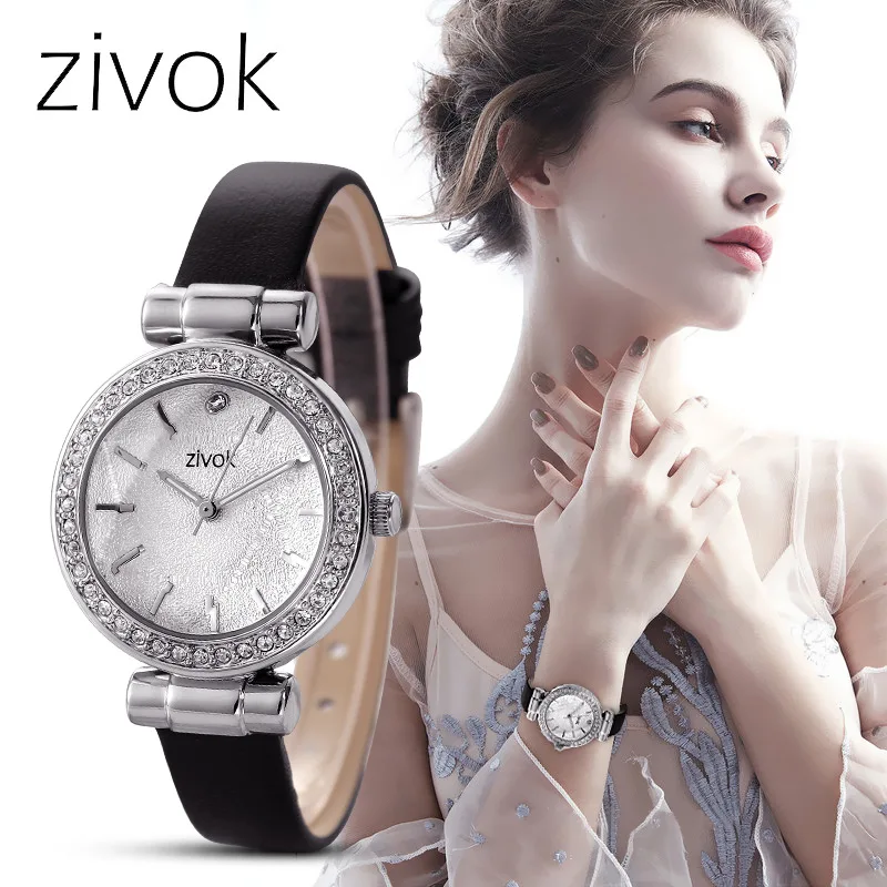 Reloj mujer ZIVOK роскошные женские часы модные со стразами Кожаные стильные элегантные