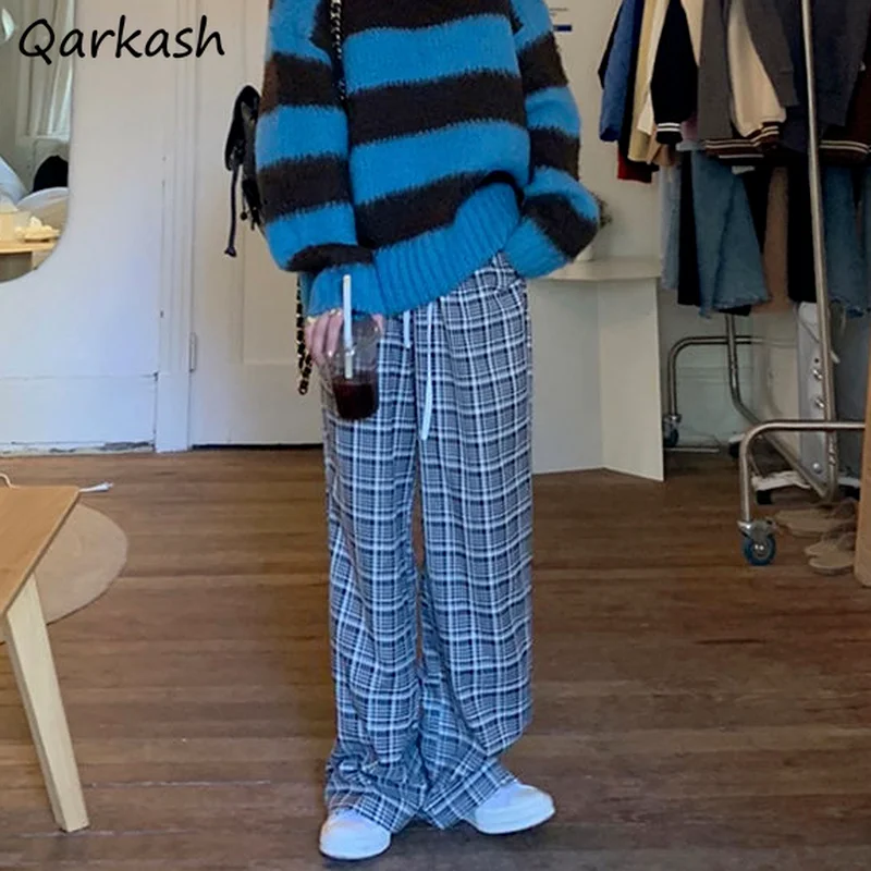 Pants Women All-match Mopping Plaid Casual Autumn New Ladies Wide Leg Trouser Streetwear High Waist Female Trendy Drawstring Ins
Pants Women All-match Mopping Plaid Casual Autumn New Ladies Wide Leg Trouser Streetwear High Waist Female Trendy Drawstring Ins