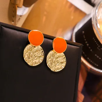 2020 Korean New Orange Enamel Geometric Round Metallic Drop Earrings For Women Fashion Dangle Pendientes
2020 Korean New Orange Enamel Geometric Round Metallic Drop Earrings For Women Fashion Dangle Pendientes