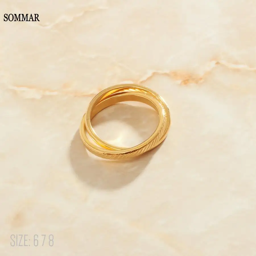 SOMMAR лидер продаж золотые кольца Vermeil размер 6 7 8 для женщин обмотка двойная петля