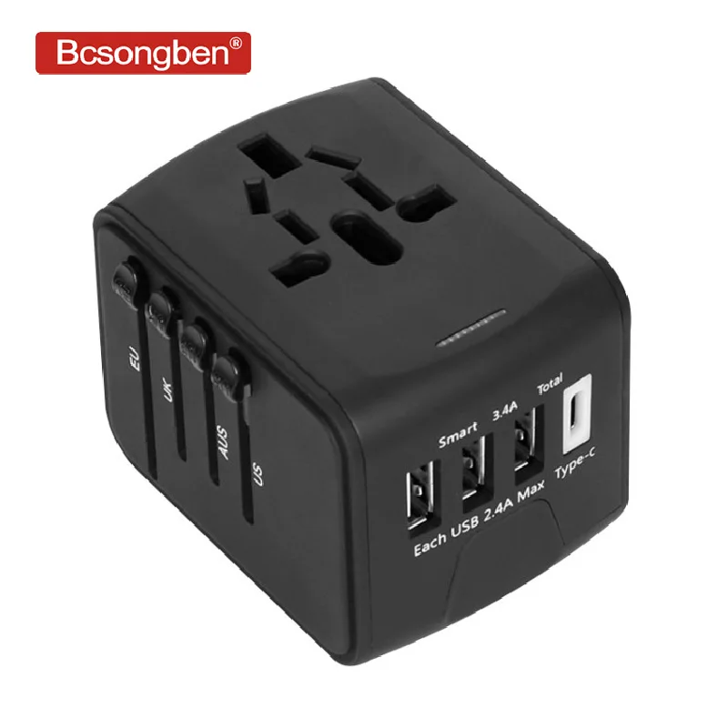 Bcsongben Travel Adapter International Universal Power Adapter with 6.3A 4 USB with type-c Worldwide Wall Charger for UK/EU/AU
Bcsongben Travel Adapter International Universal Power Adapter with 6.3A 4 USB with type-c Worldwide Wall Charger for UK/EU/AU