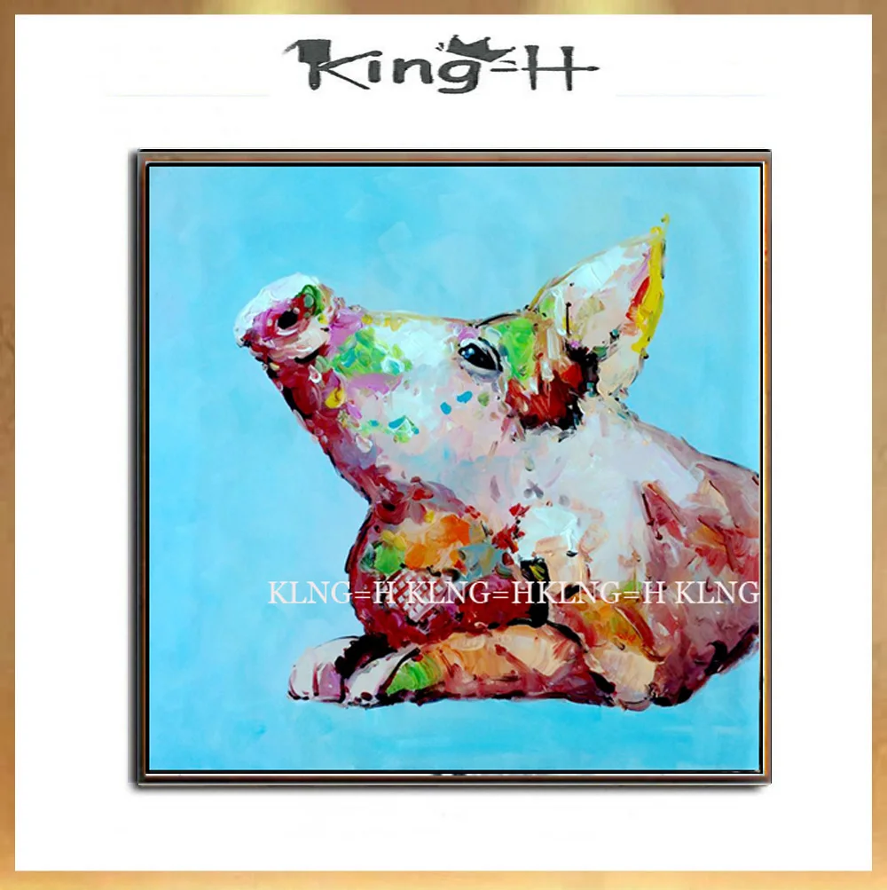 Abstract Art Handpainted Pig Oil Painting Modern Animals on Canvas For Living Room Decor Wall Pictures Craft | Дом и сад