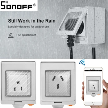 

SONOFF S55 IP55 Waterproof Wifi Smart Power Socket Timer Outdoor AU/EU/UK/US/ZA Plug Remote Control Works With Alexa Google Home
