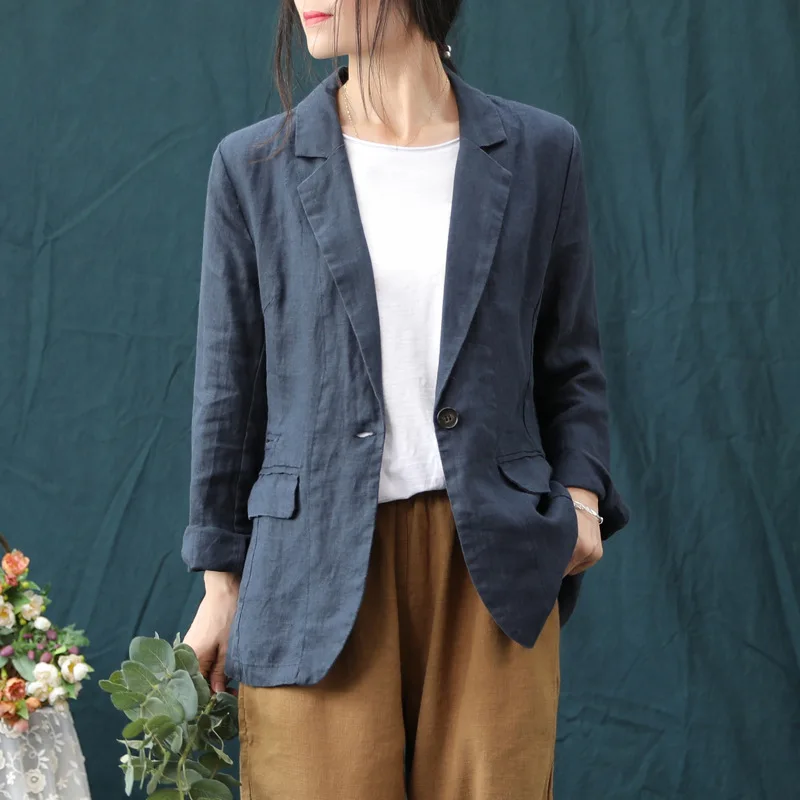 Retro Literature And Art Solid Color Flax Small Suit 2019 Autumn & Winter New Style Cotton Linen Coat Long Sleeve Loose-Fit Leis
Retro Literature And Art Solid Color Flax Small Suit 2019 Autumn & Winter New Style Cotton Linen Coat Long Sleeve Loose-Fit Leis