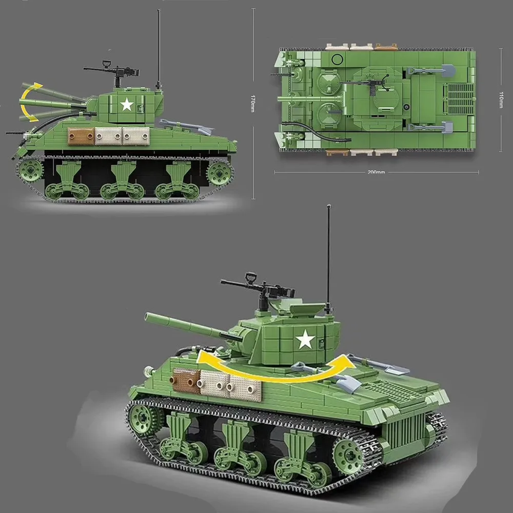 2019 World War 2 WW2 Soldiers Armored Vehicle M4 Sherman Tank Model Military SWAT Army Building Blocks Bricks Toys For Children
2019 World War 2 WW2 Soldiers Armored Vehicle M4 Sherman Tank Model Military SWAT Army Building Blocks Bricks Toys For Children