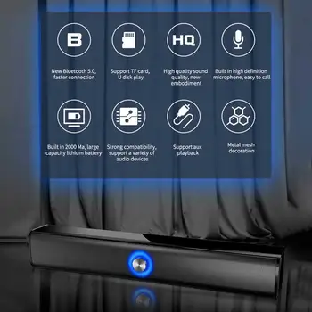 Bluetooth 5.0 Stage Tablets Soundbar Speakers Home Subwoofer Desktop Computer Aux 2x10W For PC TF Card Support TV Stereo Audio
Bluetooth 5.0 Stage Tablets Soundbar Speakers Home Subwoofer Desktop Computer Aux 2x10W For PC TF Card Support TV Stereo Audio