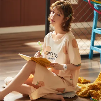 Cute lady's nightdress plus size M-2XL comfortable nightdress 100% cotton lady O-neck summer cartoon girl nightdress home
Cute lady's nightdress plus size M-2XL comfortable nightdress 100% cotton lady O-neck summer cartoon girl nightdress home