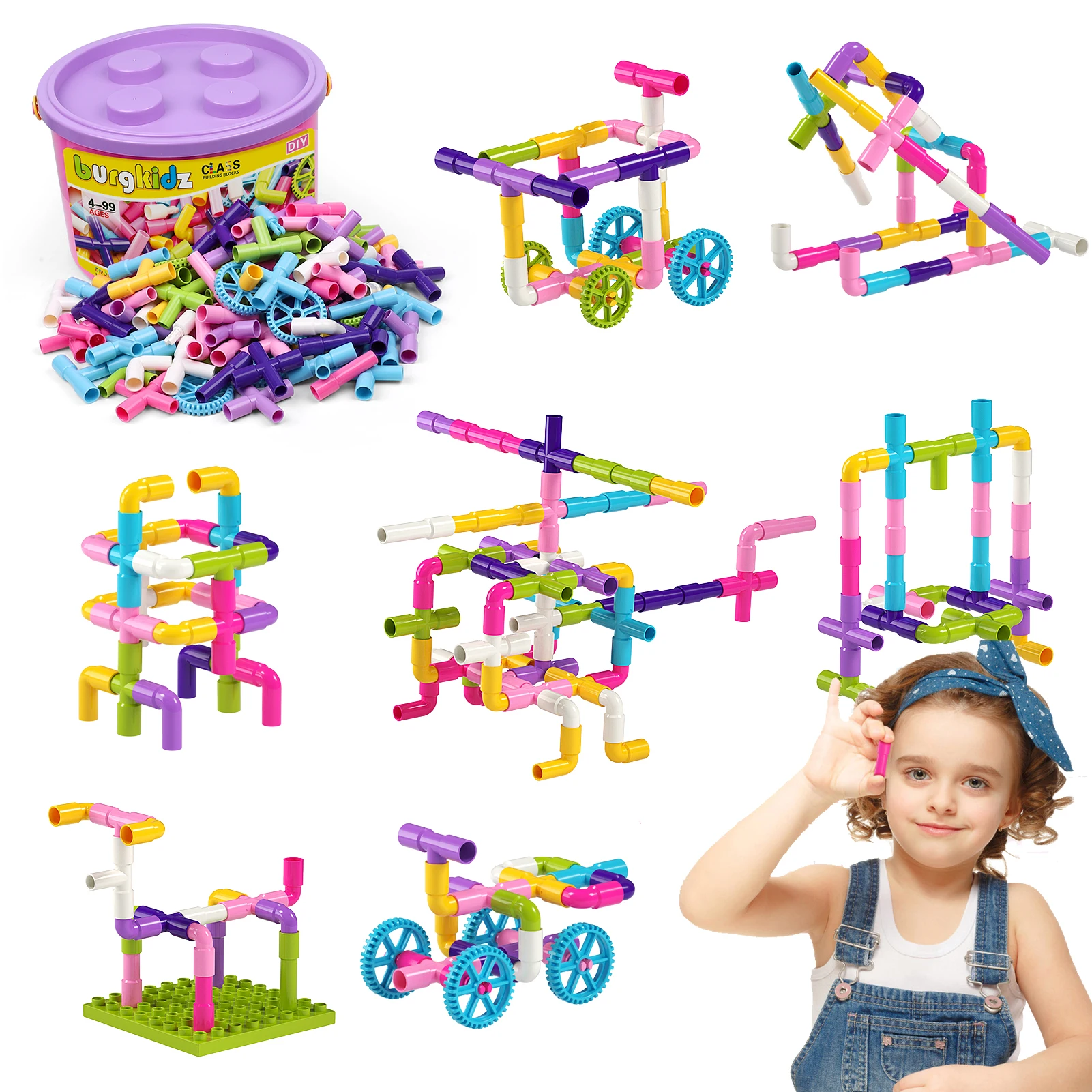 DIY Tubes Building Blocks Compatible Duploed Water Pipe Bricks Tunnel Architecture Constructor Designer Xmas gifts For Children
DIY Tubes Building Blocks Compatible Duploed Water Pipe Bricks Tunnel Architecture Constructor Designer Xmas gifts For Children