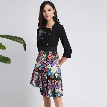 LINGHAN Designer Spring Dress Woman Half Sleeve Flower Print Diamonds Irregular New Dress Elegant Female Party Dresses
LINGHAN Designer Spring Dress Woman Half Sleeve Flower Print Diamonds Irregular New Dress Elegant Female Party Dresses