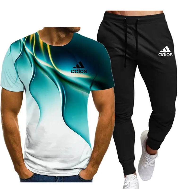 2021New Men's Summer Leisure Sets T-Shirt+Pants Two Pieces Casual Tracksuit Male Sportswear Gym Brand Clothing Sweat Suit 2021New Men's Summer Leisure Sets T-Shirt+Pants Two Pieces Casual Tracksuit Male Sportswear Gym Brand Clothing Sweat Suit