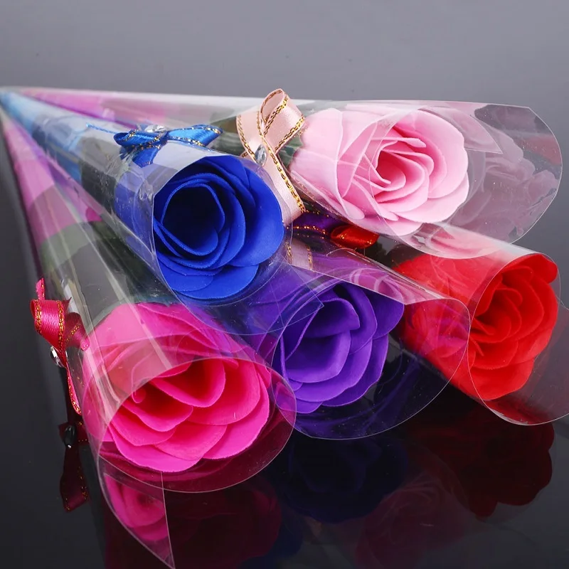 5 шт./лот цветов искусственное цветочное мыло цветок розы с подарочной коробкой