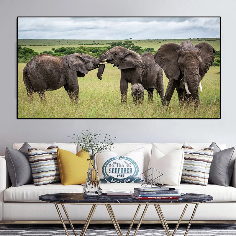 Elephants Animal African Savanna Landscape Oil Painting on Canvas Poster and Print Abstract Art Wall Picture for Living Room 
Elephants Animal African Savanna Landscape Oil Painting on Canvas Poster and Print Abstract Art Wall Picture for Living Room